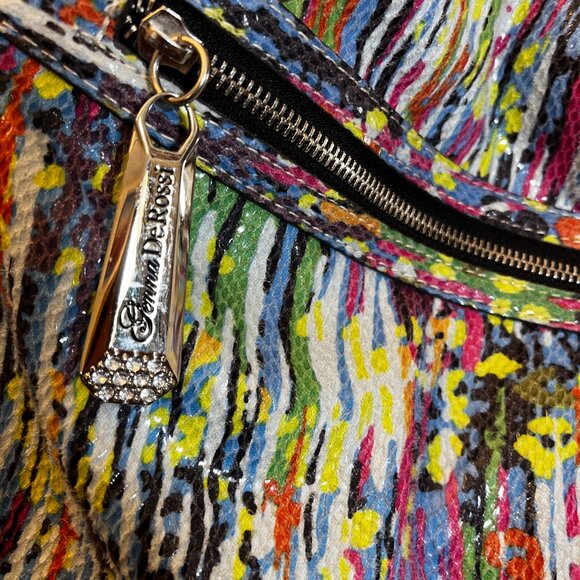 Genne De Rossi Multicolor Textured Shoulder Bag with Front Zippers - Picture 4 of 7